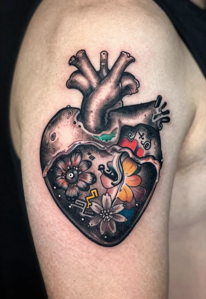 16 Dark Heart Tattoo Ideas With Moody Aesthetic - 10. Heart Burst 1