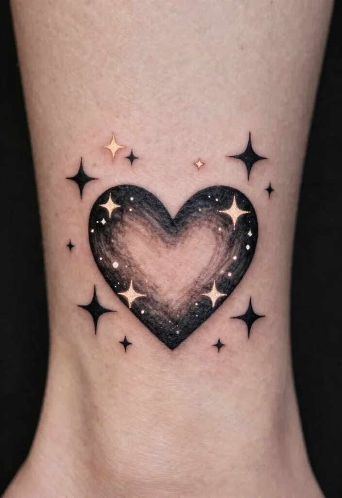 16 Dark Heart Tattoo Ideas With Moody Aesthetic - 14. Heart with Stars 1