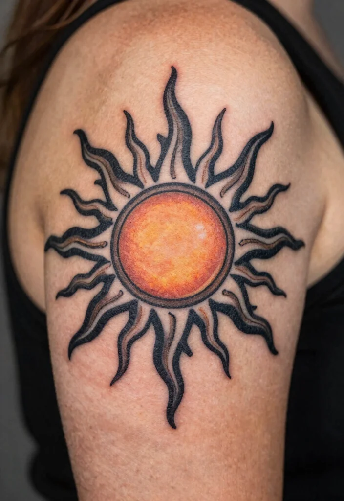 16 Filipino Sun Tattoo Women Ideas With Cultural Pride - 1. The Radiant Sun: Symbol of Life 1