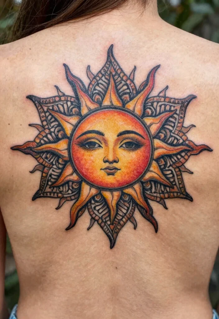 16 Filipino Sun Tattoo Women Ideas With Cultural Pride - 12. Sun and Mandala: Spiritual Connection 1