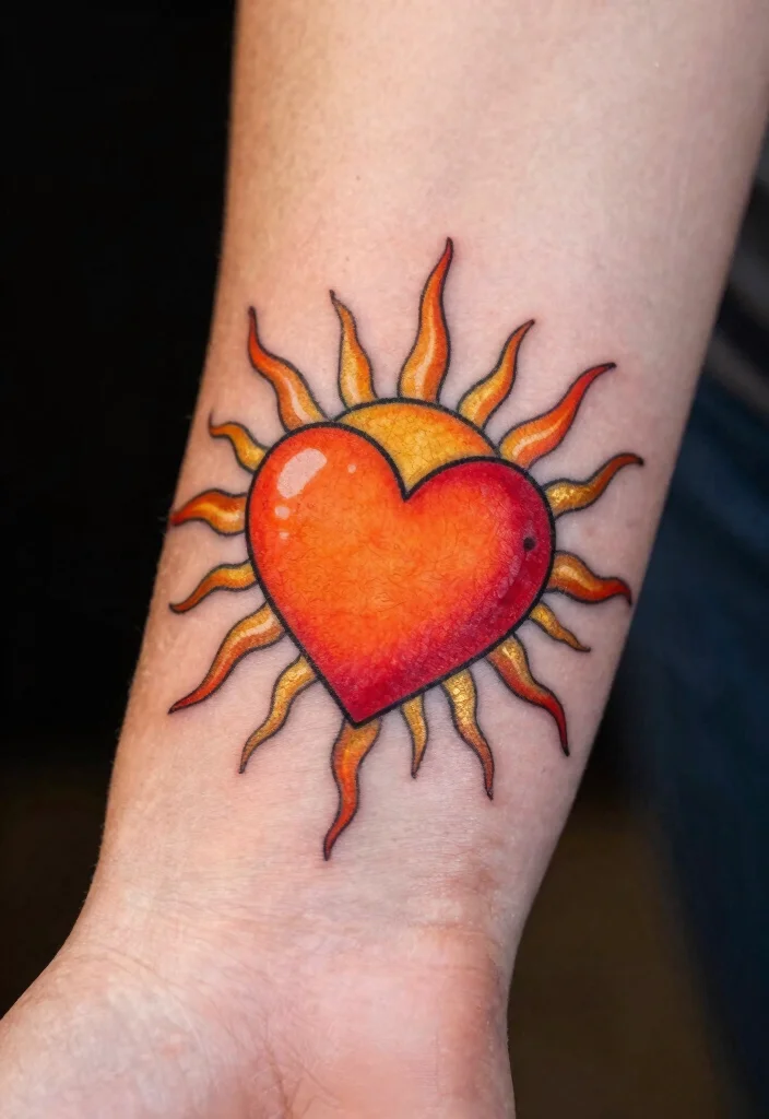 16 Filipino Sun Tattoo Women Ideas With Cultural Pride - 14. Sun and Heart: Love and Light 1