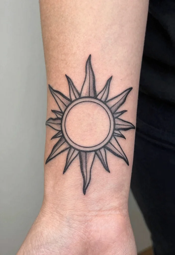16 Filipino Sun Tattoo Women Ideas With Cultural Pride - 3. Geometric Sun: Modern Aesthetic 1