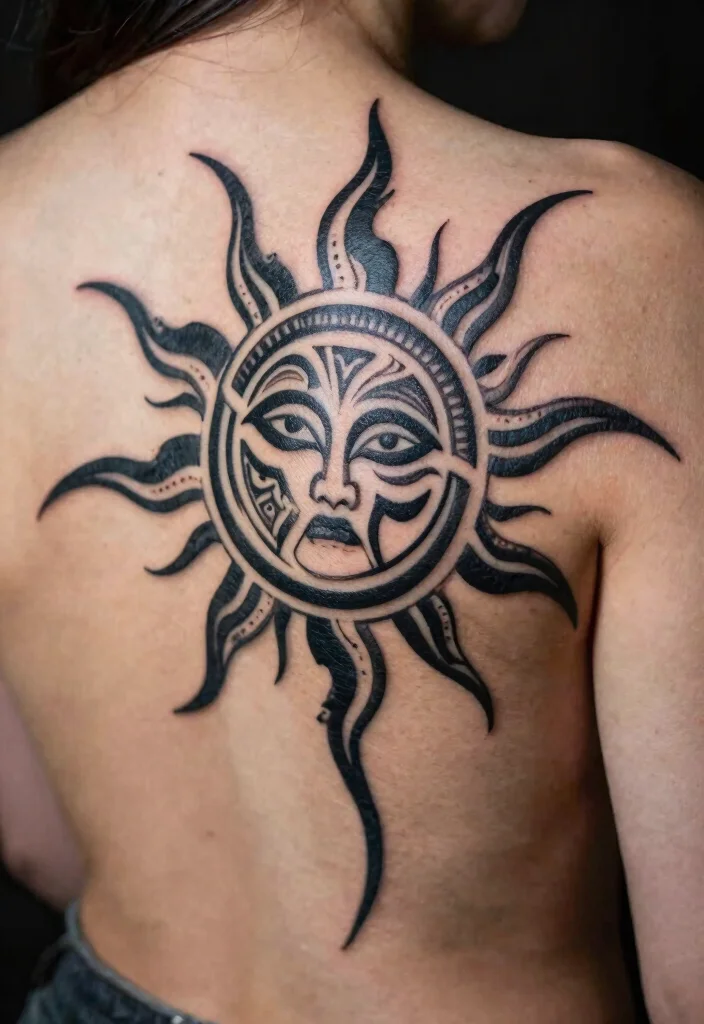 16 Filipino Sun Tattoo Women Ideas With Cultural Pride - 4. Tribal Sun: Deep Cultural Roots 1
