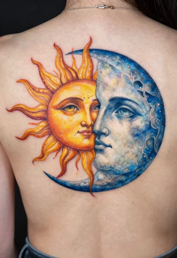 16 Filipino Sun Tattoo Women Ideas With Cultural Pride - 7. Sun and Moon: A Duality of Balance 1