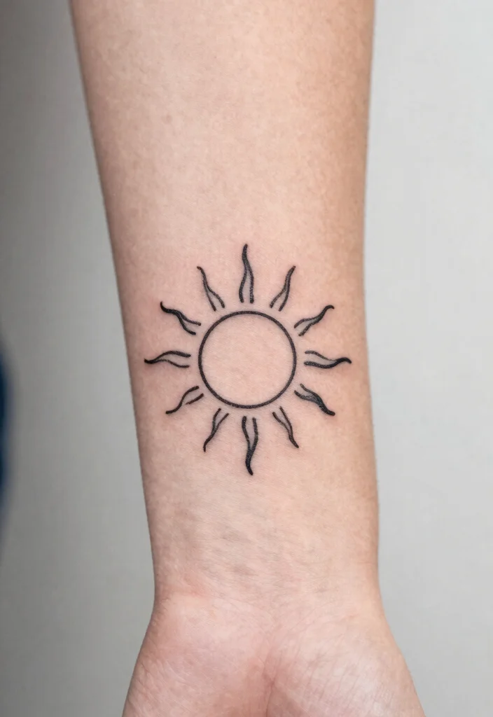16 Filipino Sun Tattoo Women Ideas With Cultural Pride - 8. Minimalist Sun: Simple Yet Striking 1