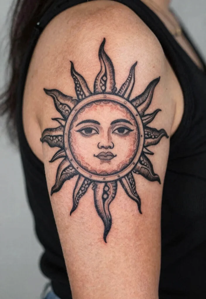 16 Filipino Sun Tattoo Women Ideas With Cultural Pride - 9. Sun with Cultural Patterns 1