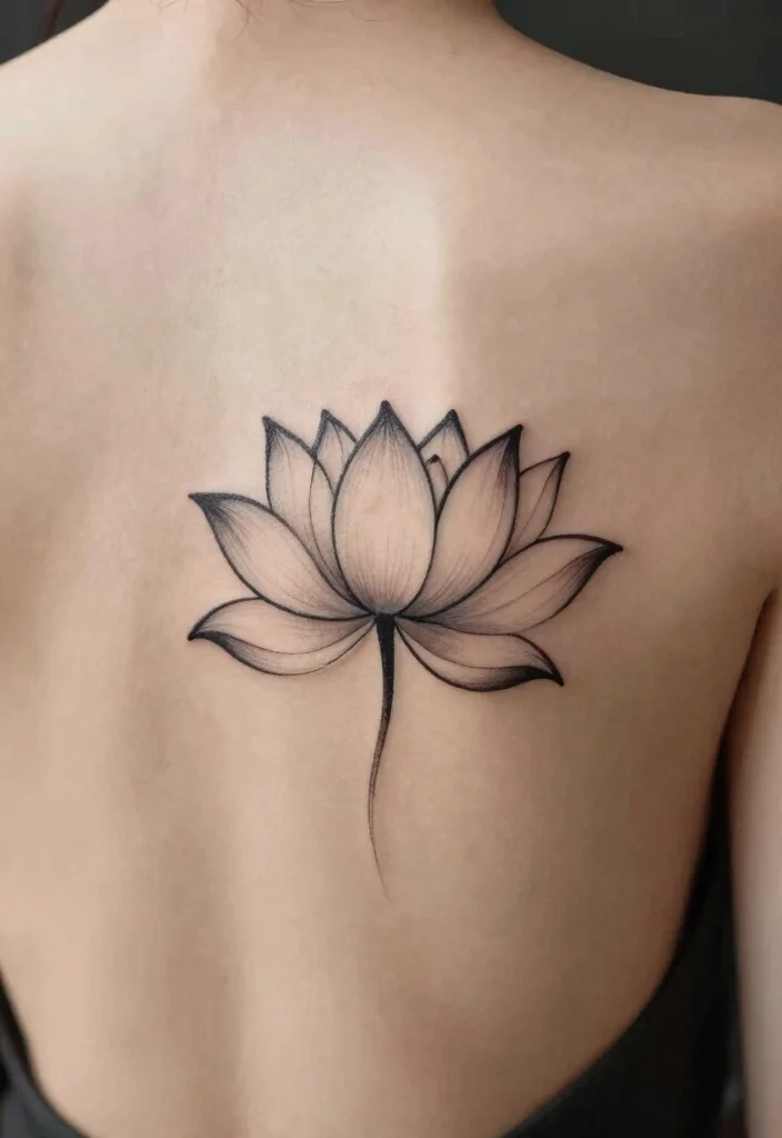 16 Flower Tattoo on Back Ideas With Elegant Flow - 3. Minimalist Lotus 1