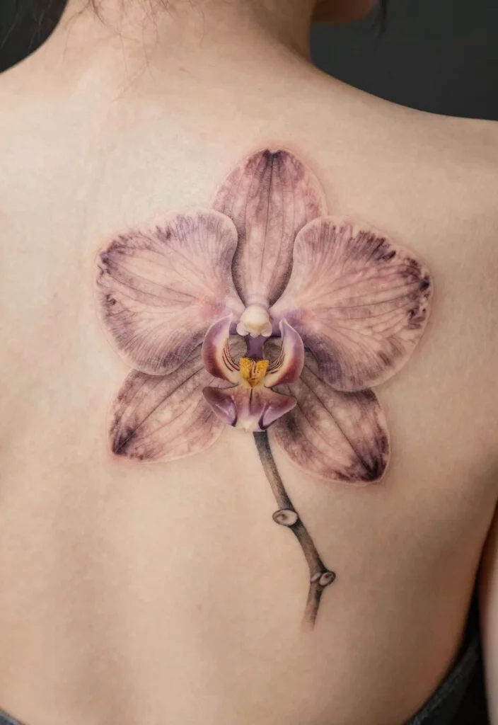 16 Flower Tattoo on Back Ideas With Elegant Flow - 4. Orchid Elegance 1