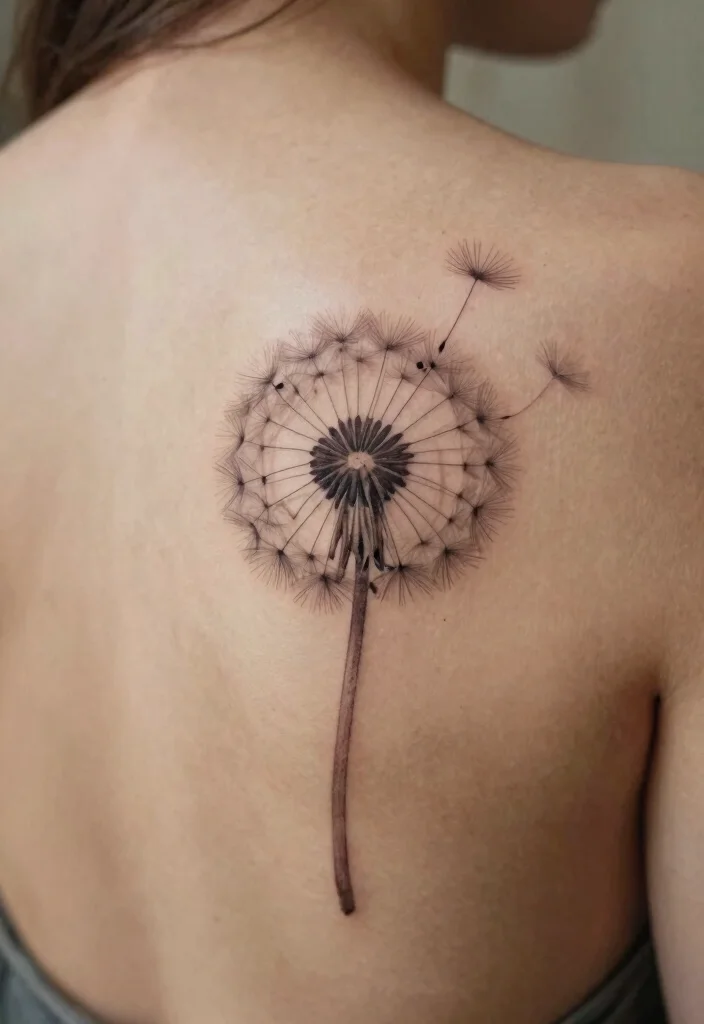 16 Flower Tattoo on Back Ideas With Elegant Flow - 6. Dandelion Wishes 1