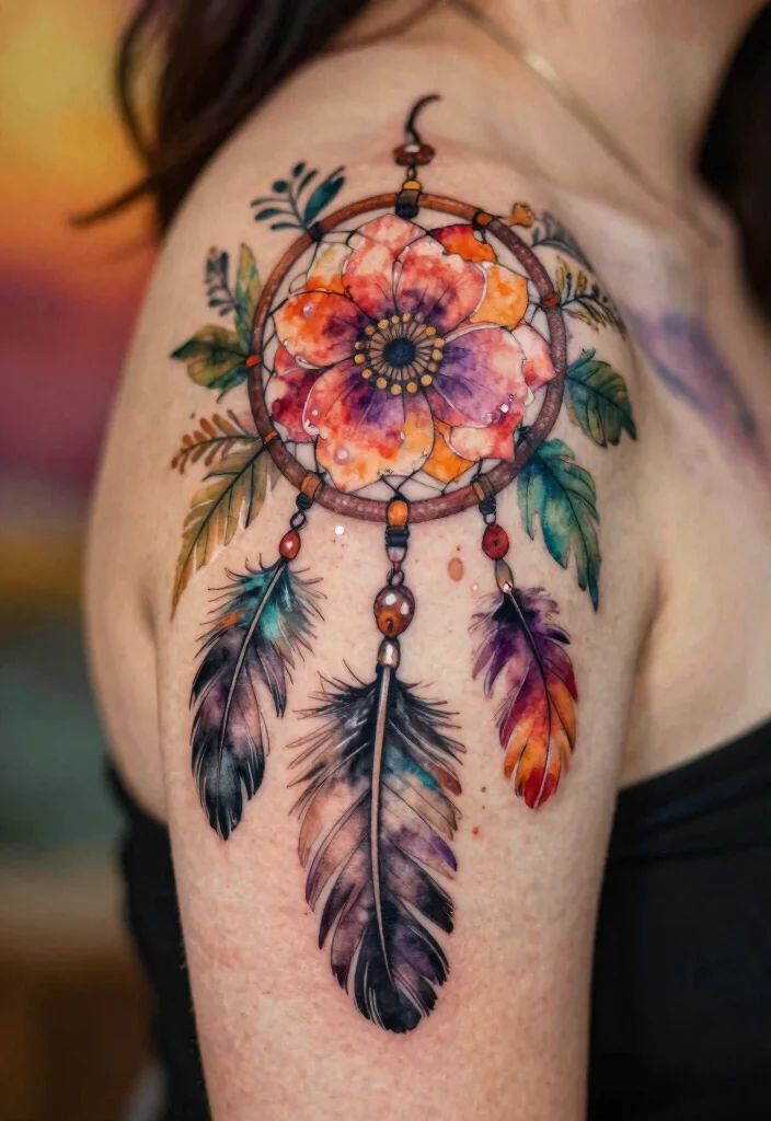 16 Flower on Shoulder Tattoo Ideas With Soft Feminine Detail - 14. Free-Spirited Gypsy Flower 1