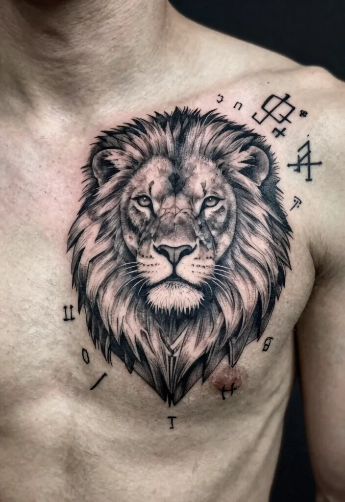 16 Geometric Lion Tattoo Design Ideas With Modern Power - 12. The Lion and Its Story 1