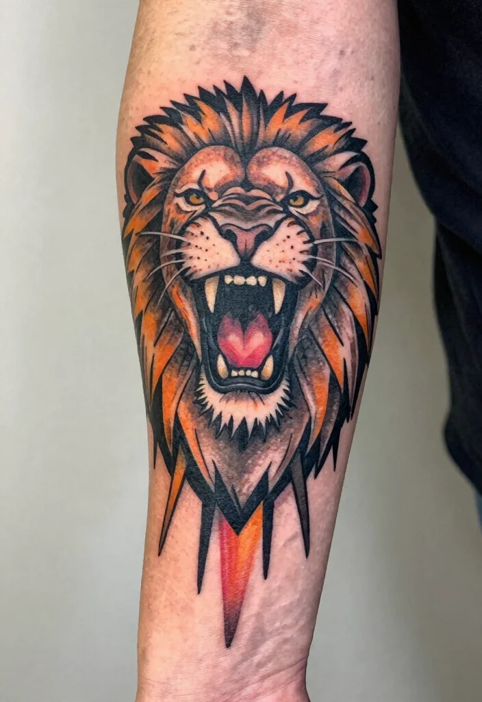 16 Geometric Lion Tattoo Design Ideas With Modern Power - 7. The Lion’s Roar 1