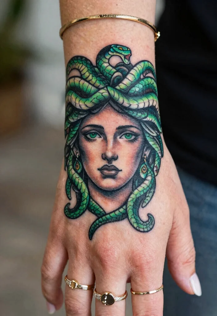 16 Medusa Hand Tattoo 2026 Trending Ideas With Fierce Energy - 1. Classic Medusa Portrait 1