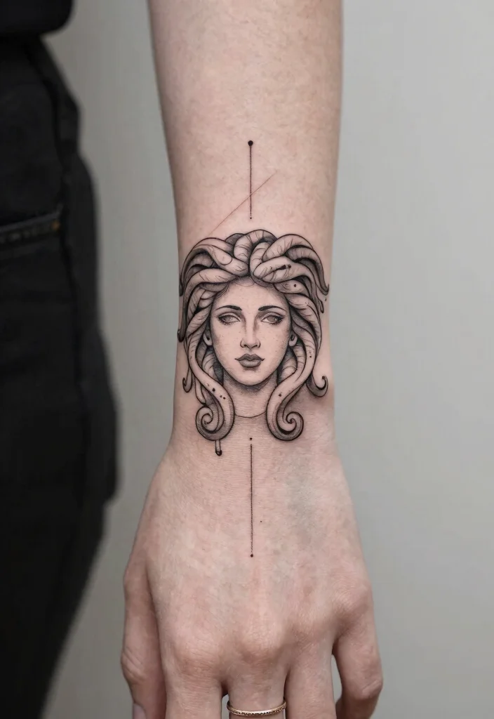 16 Medusa Hand Tattoo 2026 Trending Ideas With Fierce Energy - 3. Minimalist Medusa Design 1