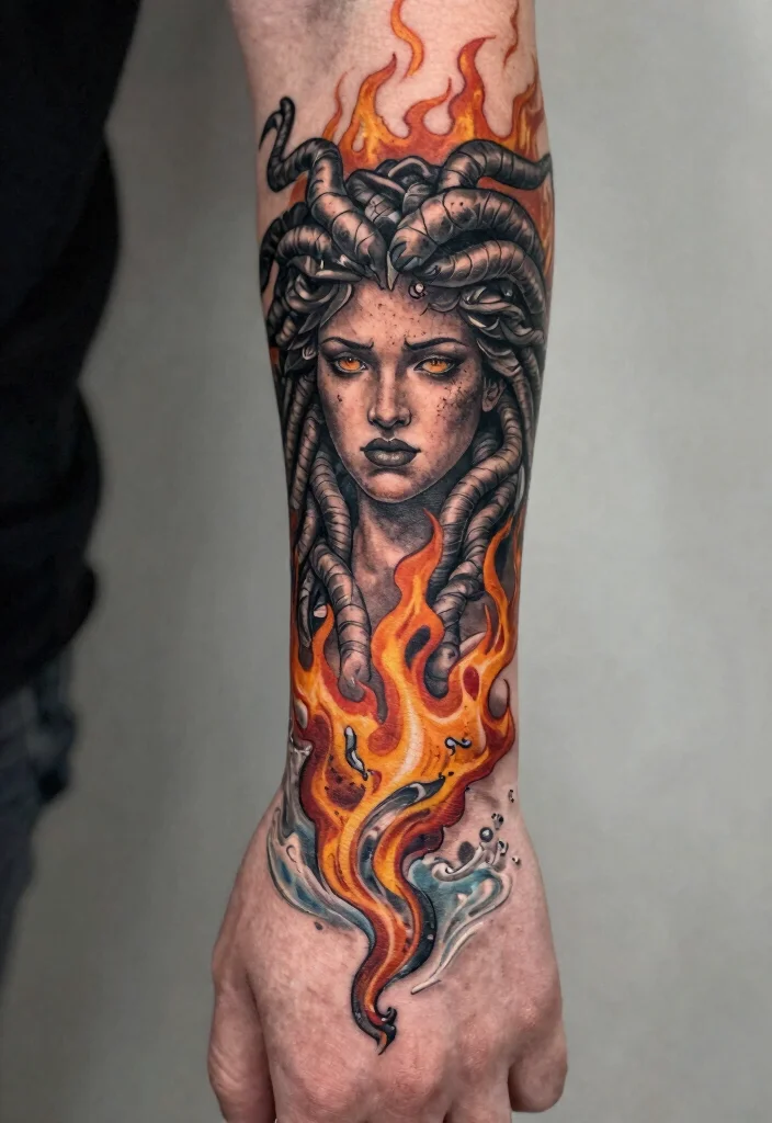 16 Medusa Hand Tattoo 2026 Trending Ideas With Fierce Energy - 8. Medusa and the Elements 1