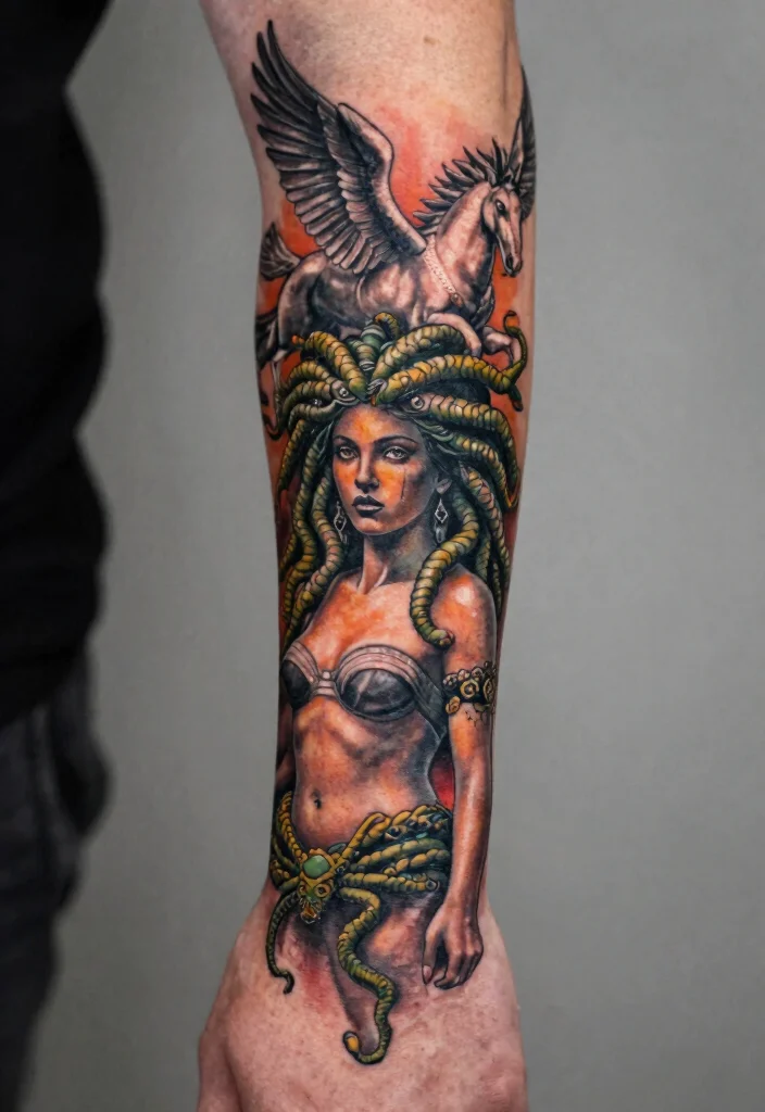 16 Medusa Hand Tattoo 2026 Trending Ideas With Fierce Energy - 9. Medusa with Mythological Creatures 1