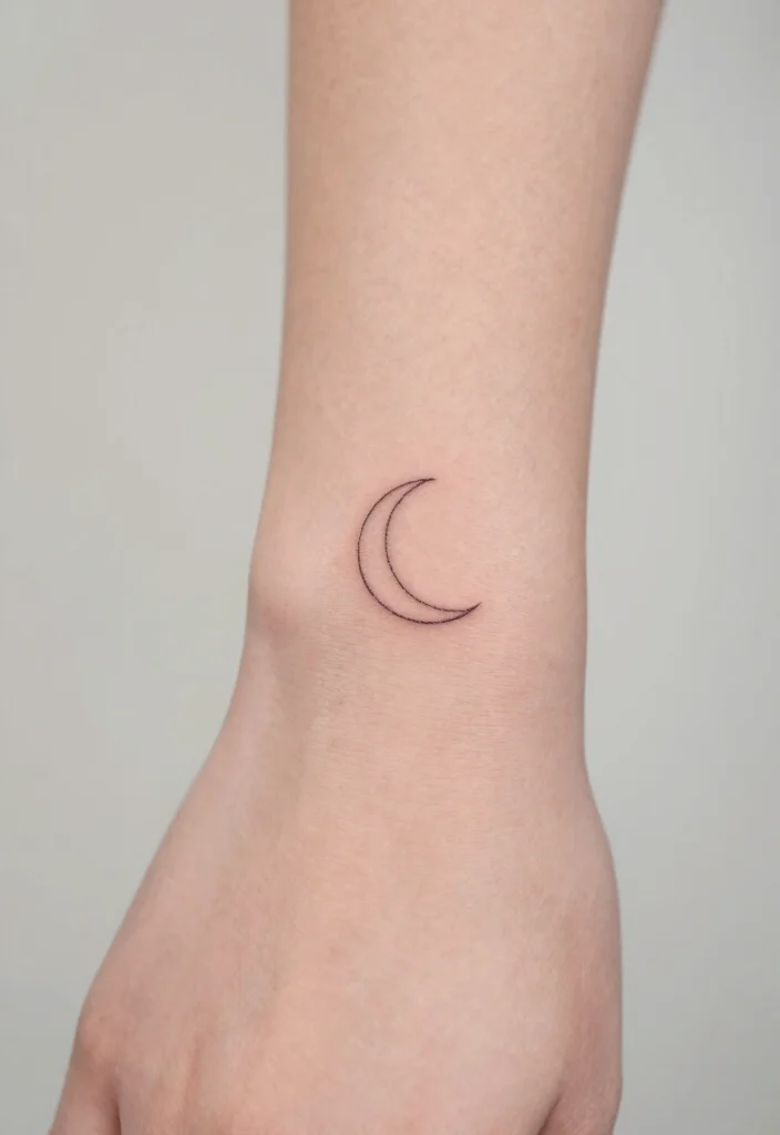 16 Moon Tattoo Fine Line Ideas With Subtle Beauty - 16. Tiny Moon Tattoo 1