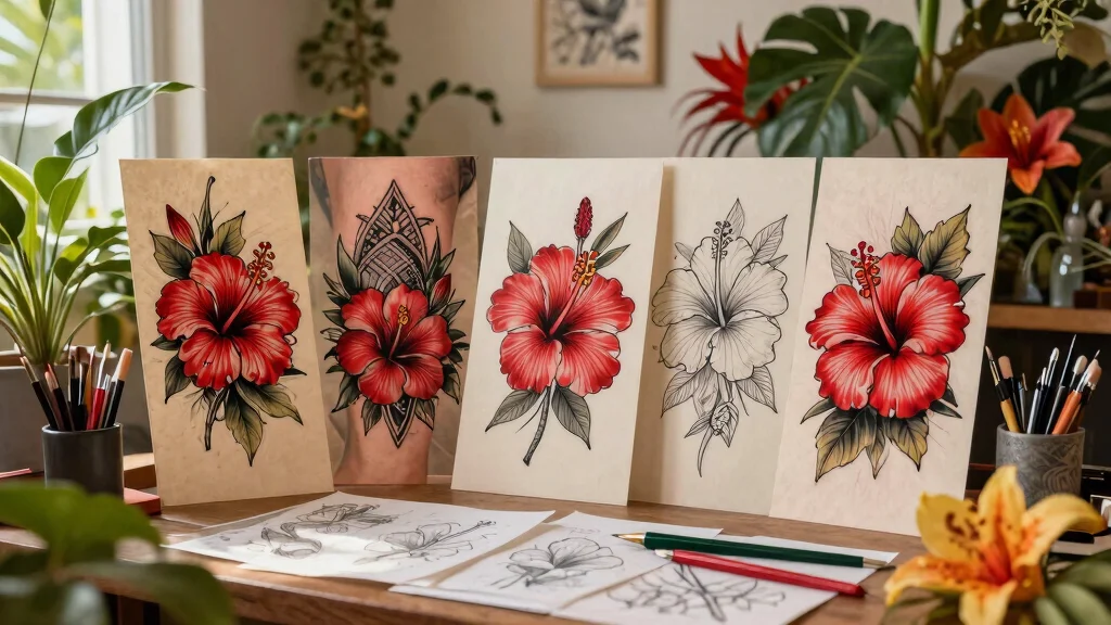 16 Red Hibiscus Tattoo Ideas With Tropical Energy