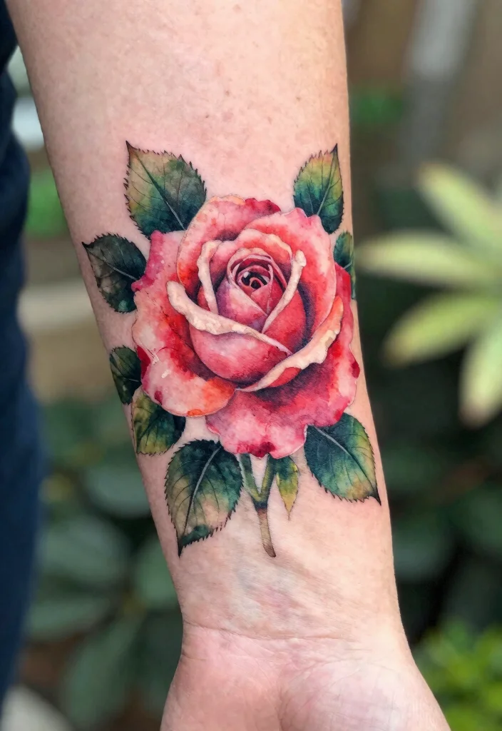16 Rose Tattoo Realistic Ideas That Look Stunning - 1. Elegant Watercolor Roses 1
