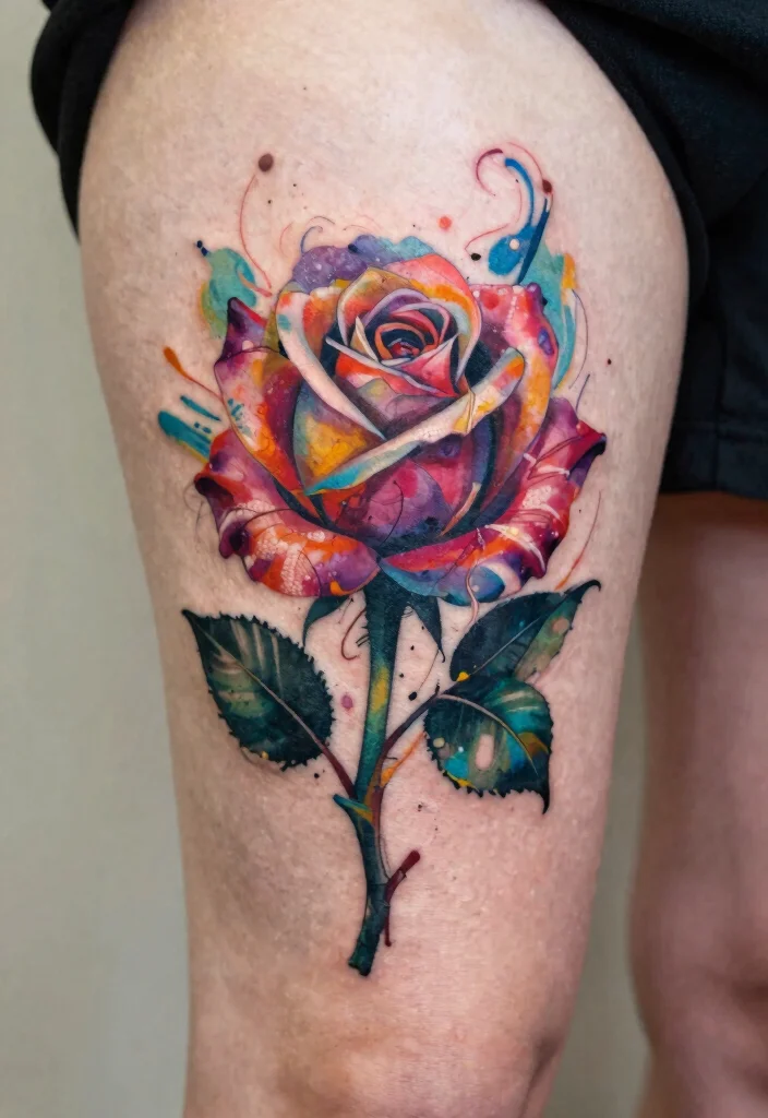 16 Rose Tattoo Realistic Ideas That Look Stunning - 14. Abstract Rose Designs 1