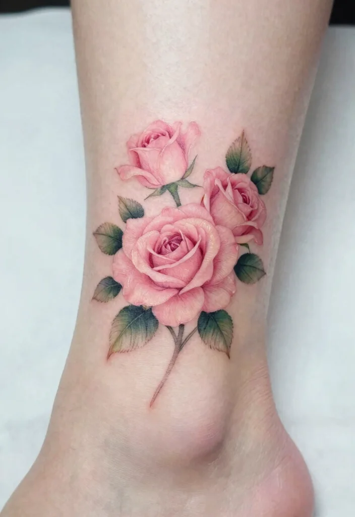 16 Rose Tattoo Realistic Ideas That Look Stunning - 3. Subtle Pink Roses 1