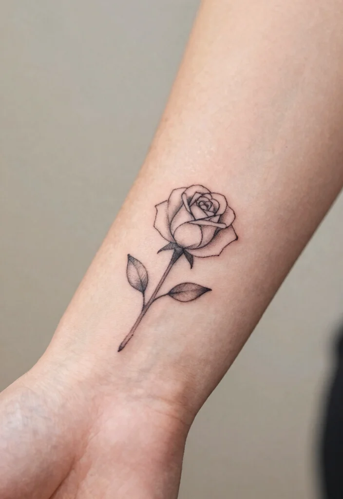 16 Rose Tattoo Realistic Ideas That Look Stunning - 7. Minimalist Rose Tattoos 1
