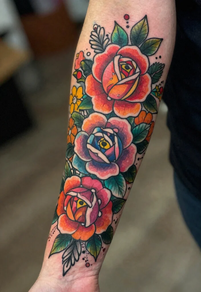 16 Rose Tattoo Realistic Ideas That Look Stunning - 8. Floral Sleeve Tattoos 1