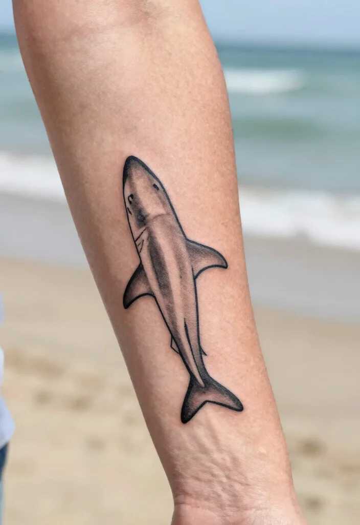 16 Shark Outline Tattoo Ideas With Clean Bold Lines - 1. Classic Shark Silhouette 1