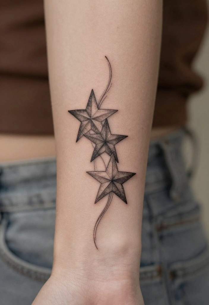 16 Star Tattoo on Wrist Ideas That Feel Minimal & Chic - 15. Two Stars Intertwined 1