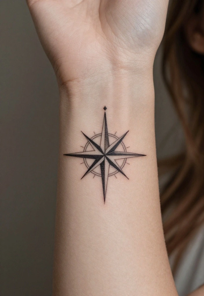 16 Star Tattoo on Wrist Ideas That Feel Minimal & Chic - 16. Minimalist Star Compass 1