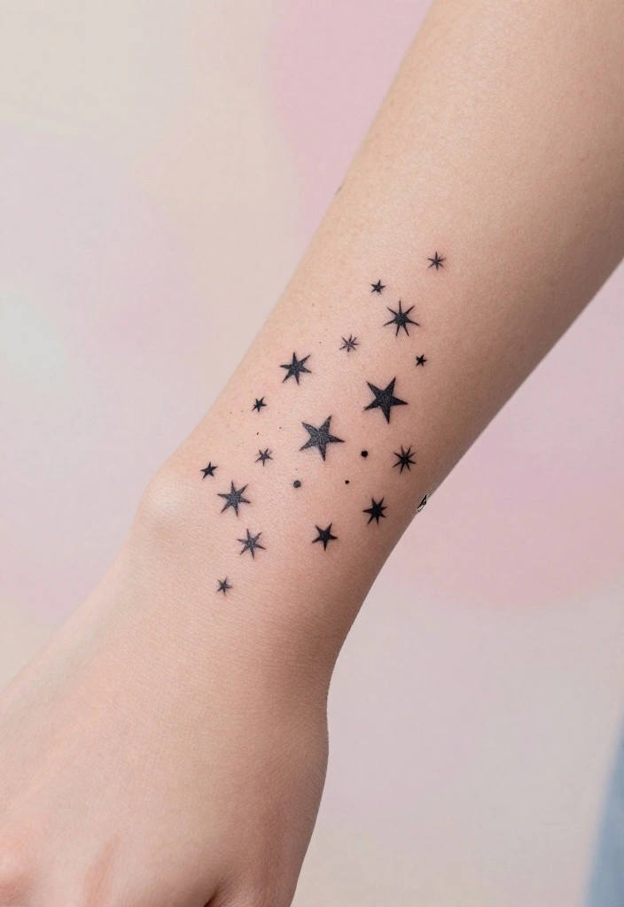 16 Star Tattoo on Wrist Ideas That Feel Minimal & Chic - 2. Cluster of Tiny Stars 1