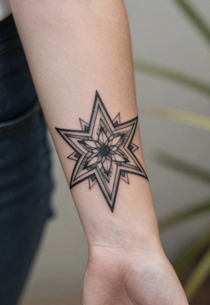 16 Star Tattoo on Wrist Ideas That Feel Minimal & Chic - 7. Geometric Star Design 1