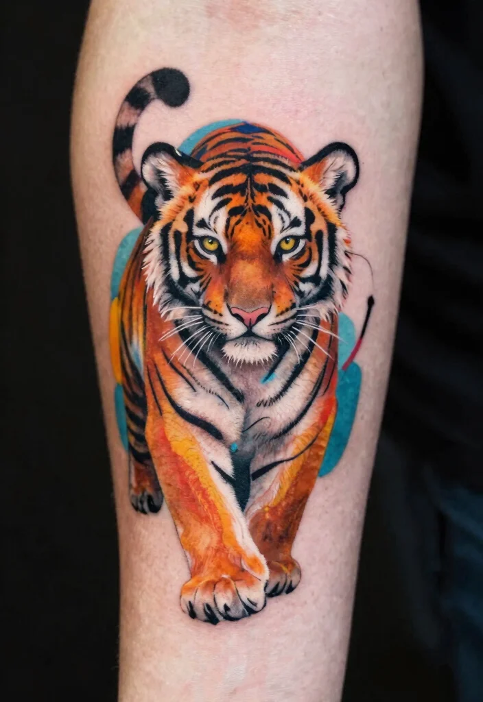16 Tiger Cub Tattoo Ideas With Cute Fierce Energy - 15. Abstract Tiger Cub Design 1