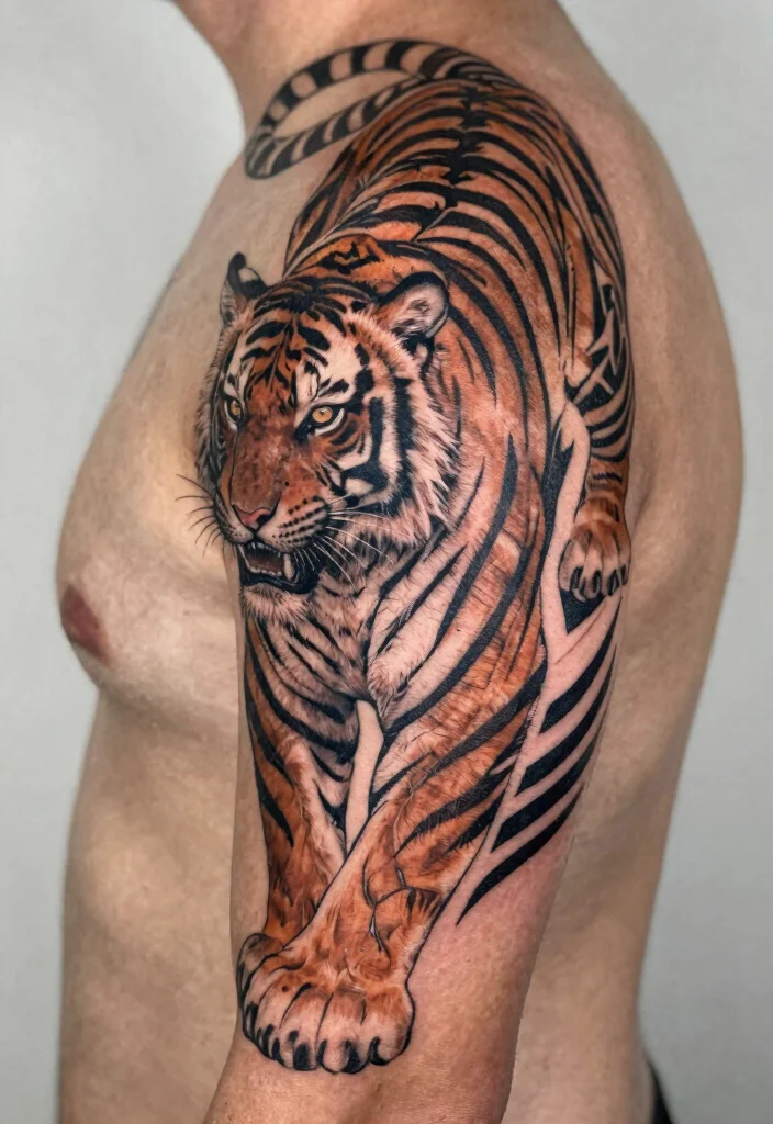 16 Tiger Cub Tattoo Ideas With Cute Fierce Energy - 7. Tribal Tiger Cub Design 1