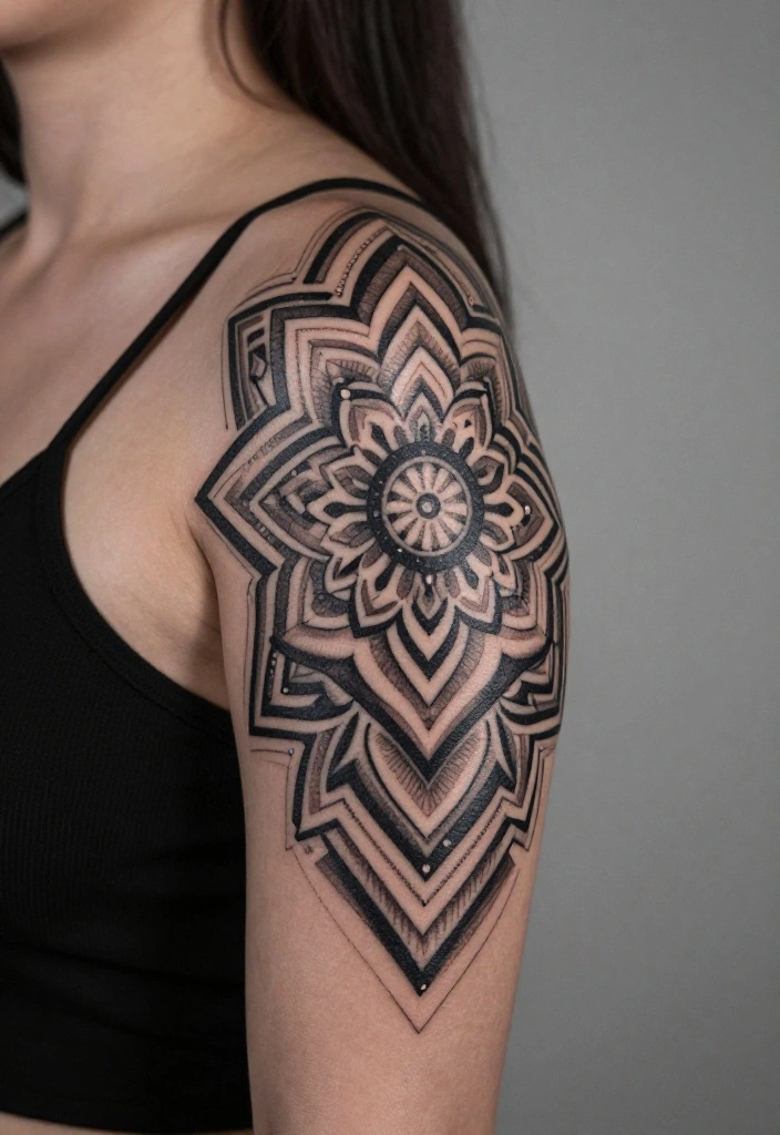 17 Mandala Sleeve Tattoo Women Ideas With Intricate Beauty - 1. Geometric Mandala Design 1