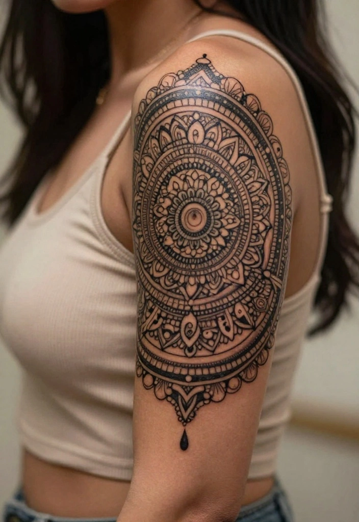 17 Mandala Sleeve Tattoo Women Ideas With Intricate Beauty - 14. Cultural Mandala Inspirations 1