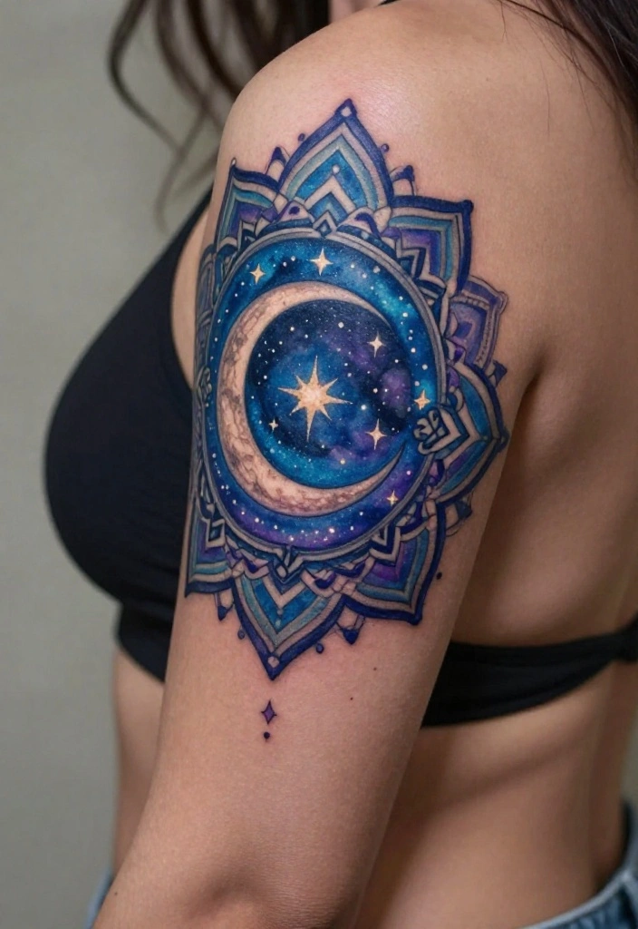 17 Mandala Sleeve Tattoo Women Ideas With Intricate Beauty - 15. Mystical Night Mandalas 1