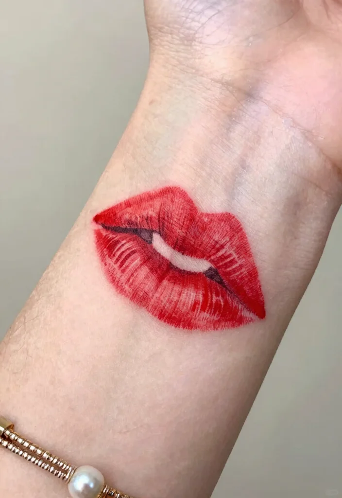 17 Red Kiss Tattoo Ideas That Make a Statement - 1. The Classic Lip Print 1