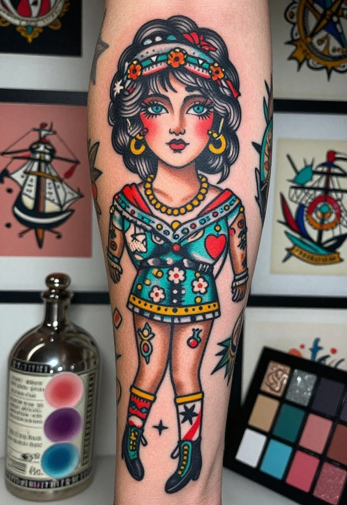 17 Sailor Jerry Tattoo Flash Ideas With Vintage Edge - 16. Nautical Flash Art for Beauty 1