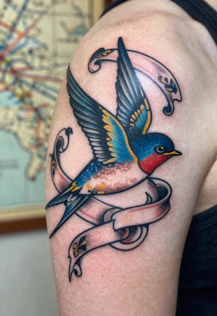17 Sailor Jerry Tattoo Flash Ideas With Vintage Edge - 2. Swallow Tattoos for Freedom 1
