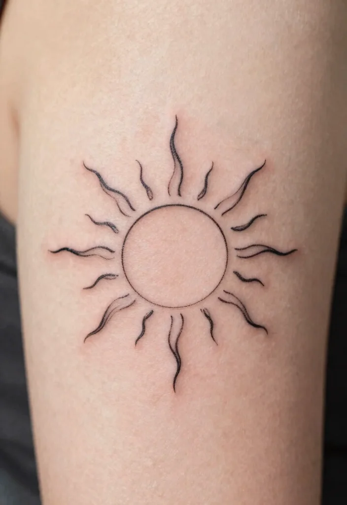 17 Sun Tattoo Designs 2026 Trending Ideas That Glow Beautifully - 1. Simple Line Art Sun 1