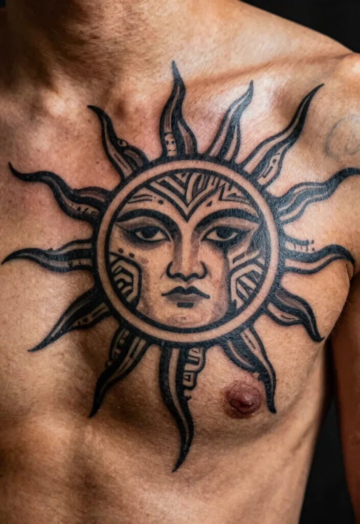 17 Sun Tattoo Designs 2026 Trending Ideas That Glow Beautifully - 10. Tribal Sun Tattoo 1