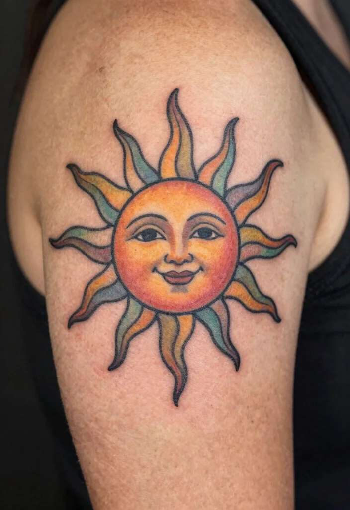 17 Sun Tattoo Designs 2026 Trending Ideas That Glow Beautifully - 12. Vintage Sun Tattoo 1