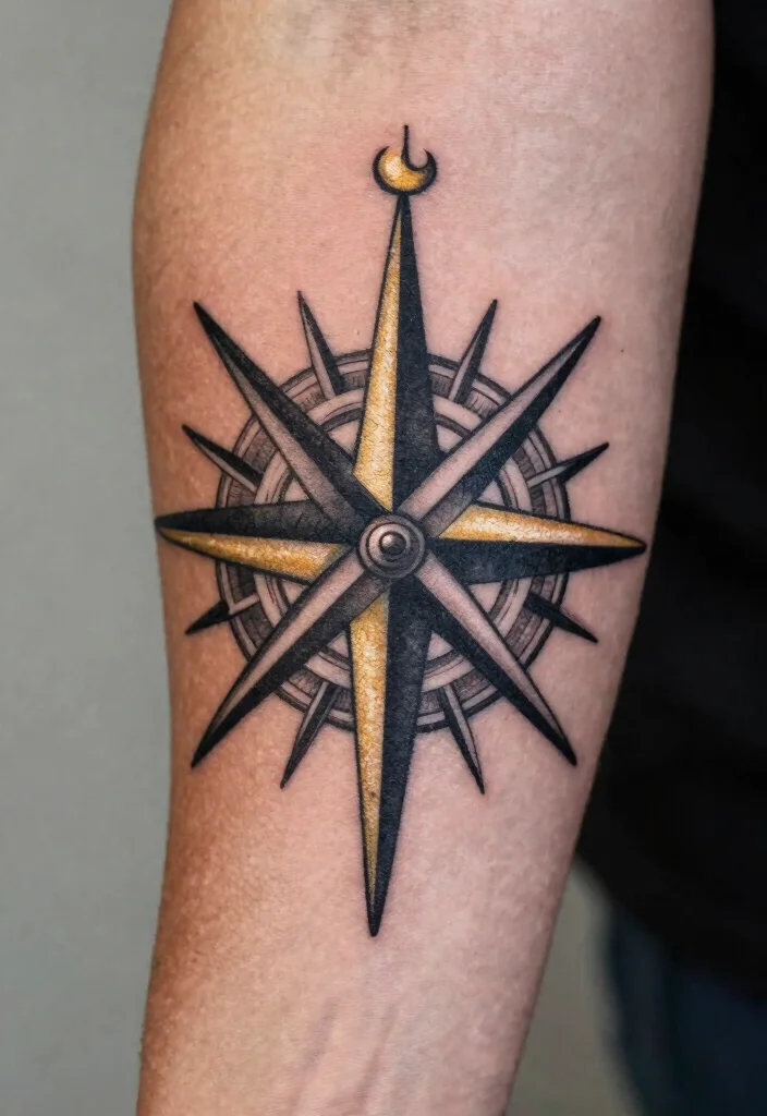 17 Sun Tattoo Designs 2026 Trending Ideas That Glow Beautifully - 14. Sun Compass Tattoo 1