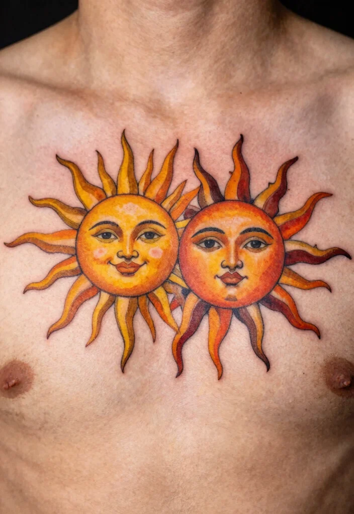 17 Sun Tattoo Designs 2026 Trending Ideas That Glow Beautifully - 15. Dual Sun Tattoo 1