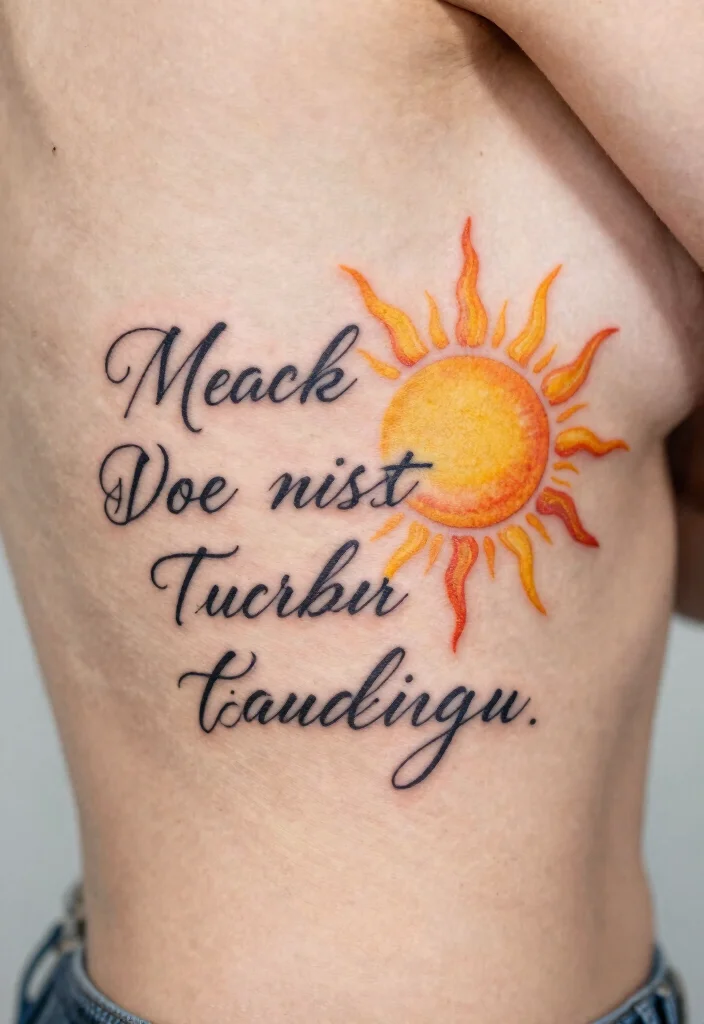 17 Sun Tattoo Designs 2026 Trending Ideas That Glow Beautifully - 17. Inspirational Quote with Sun Tattoo 1