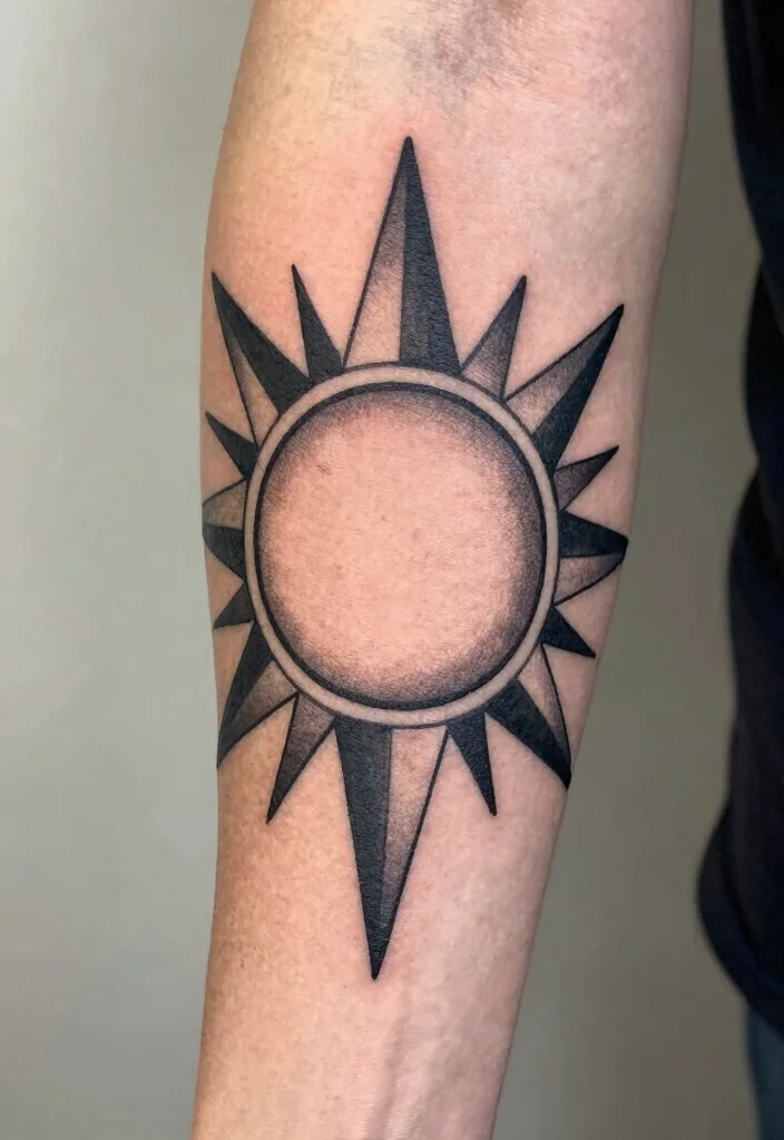 17 Sun Tattoo Designs 2026 Trending Ideas That Glow Beautifully - 2. Geometric Sun Design 1