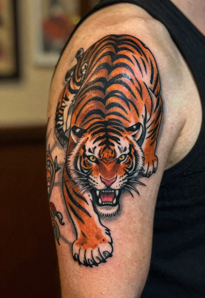 17 Tiger Scratch Tattoo Ideas With Wild Motion - 14. Vintage Tiger Scratch Design 1