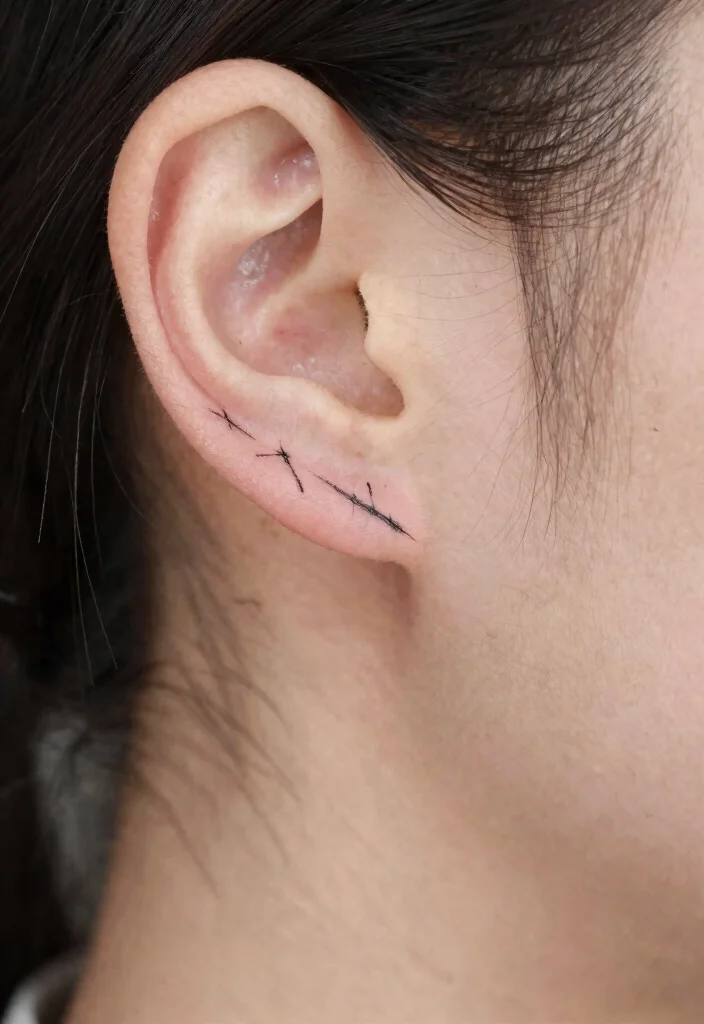 17 Tiger Scratch Tattoo Ideas With Wild Motion - 17. Subtle Scratch Behind the Ear 1