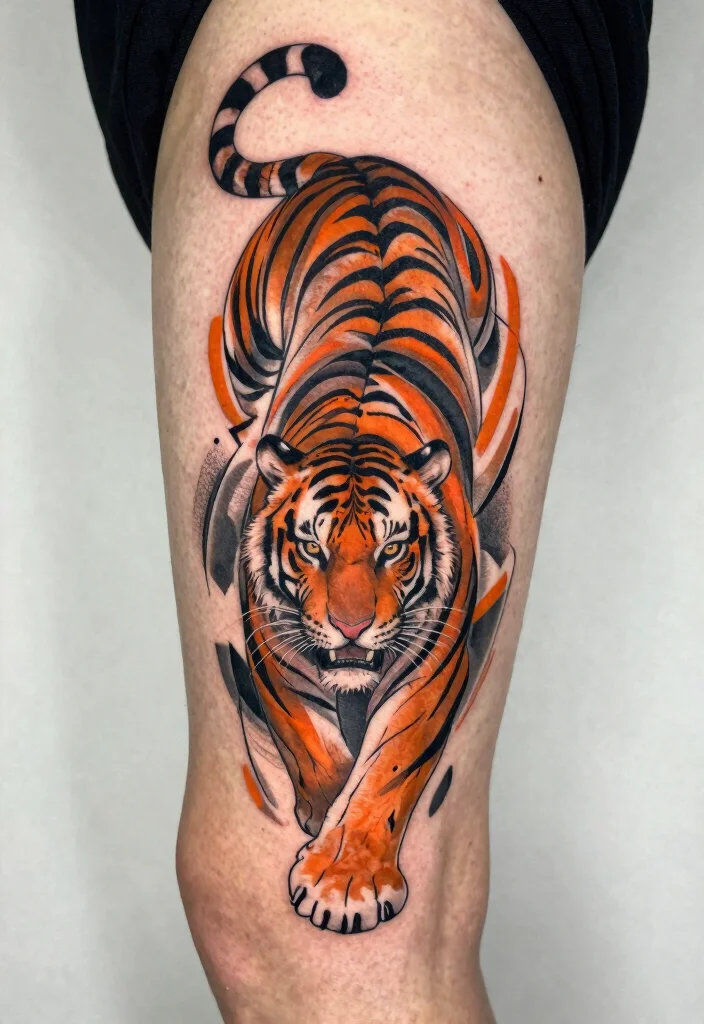 17 Tiger Scratch Tattoo Ideas With Wild Motion - 2. Abstract Tiger Motion 1